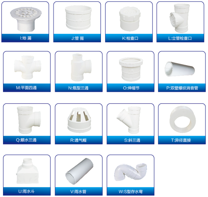 u-pvc落水系统材质配件展示图